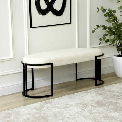 Cordasia Stylish Velvet Bench for Bedroom Furniture, Modern Bench with Iron Metal Legs