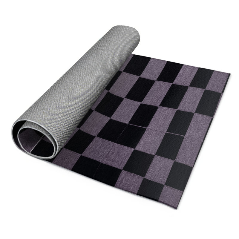 Tapis d'intérieur et d'extérieur à carreaux gris, Rectangulaire 2 pi x 3 pi