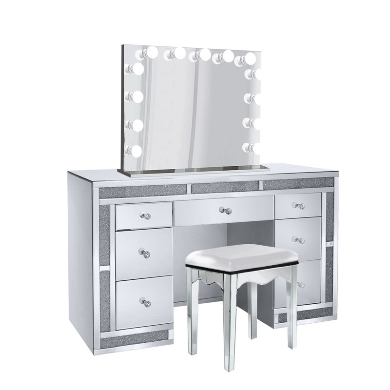 Coiffeuse avec miroir en cristal Chau Glam