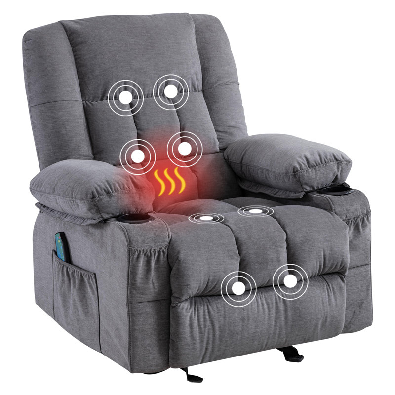 Fauteuil inclinable à bascule Charmen, Mélange de lin gris