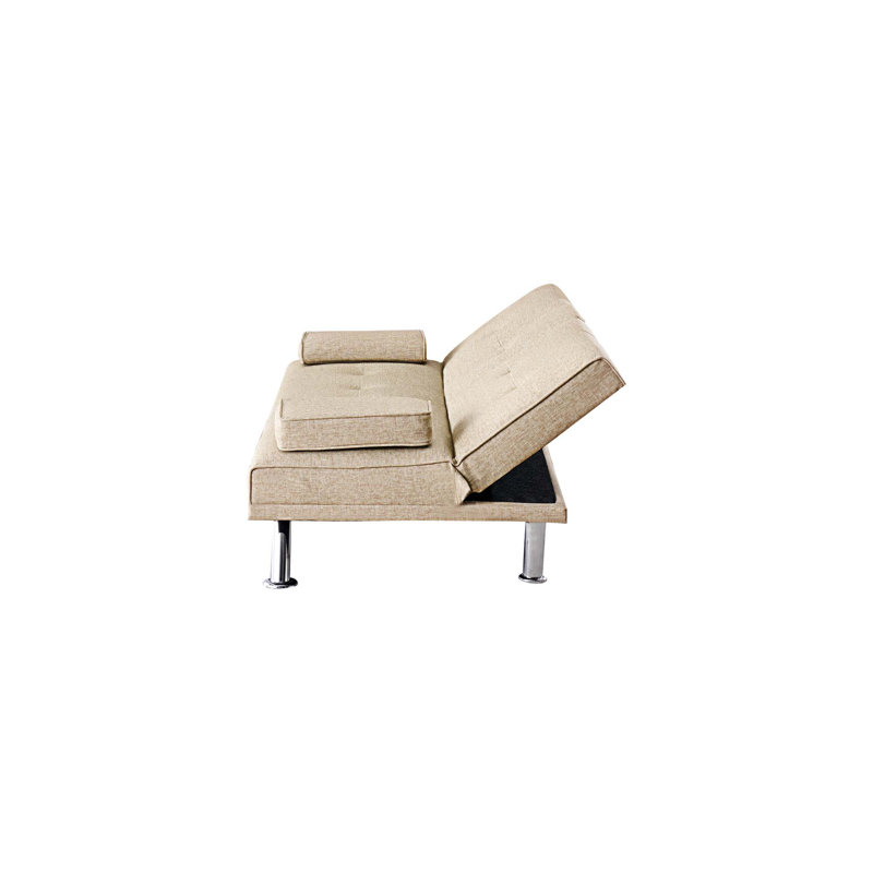 67 " Leather Sofa Bed, Beige Leather