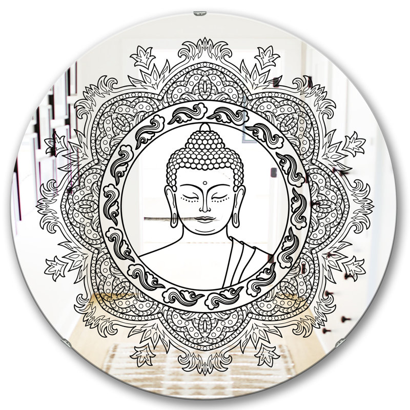Miroir mural pochoir mandala, H 23,6 po x l 23,6 po