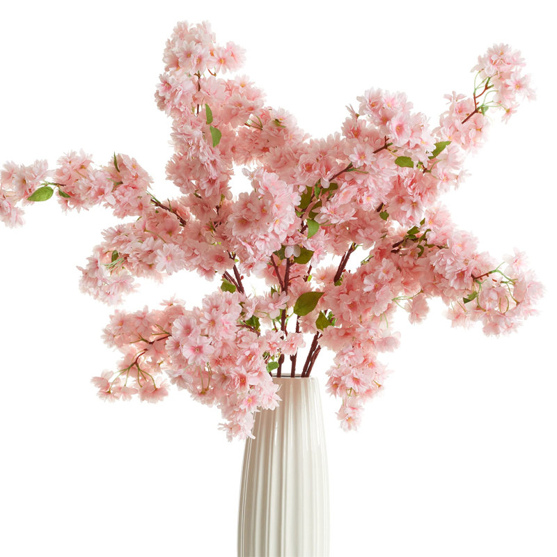 6Pcs Sakura Artificial Flowers, Sakura Stems, Long Stem Artificial Flowers, Fake Flowers For Decoration, Silk Flowers