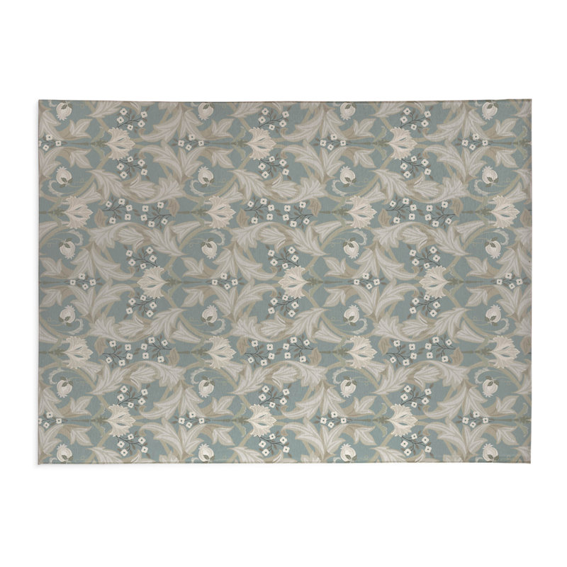 Tapis de bureau léger Ogee Leaf, L 60 po x P 84 po, Bleu cendré