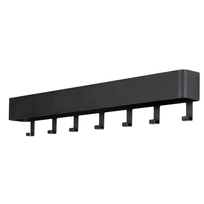Metal Wall 7 - Hook Wall Mounted Coat Rack, Black