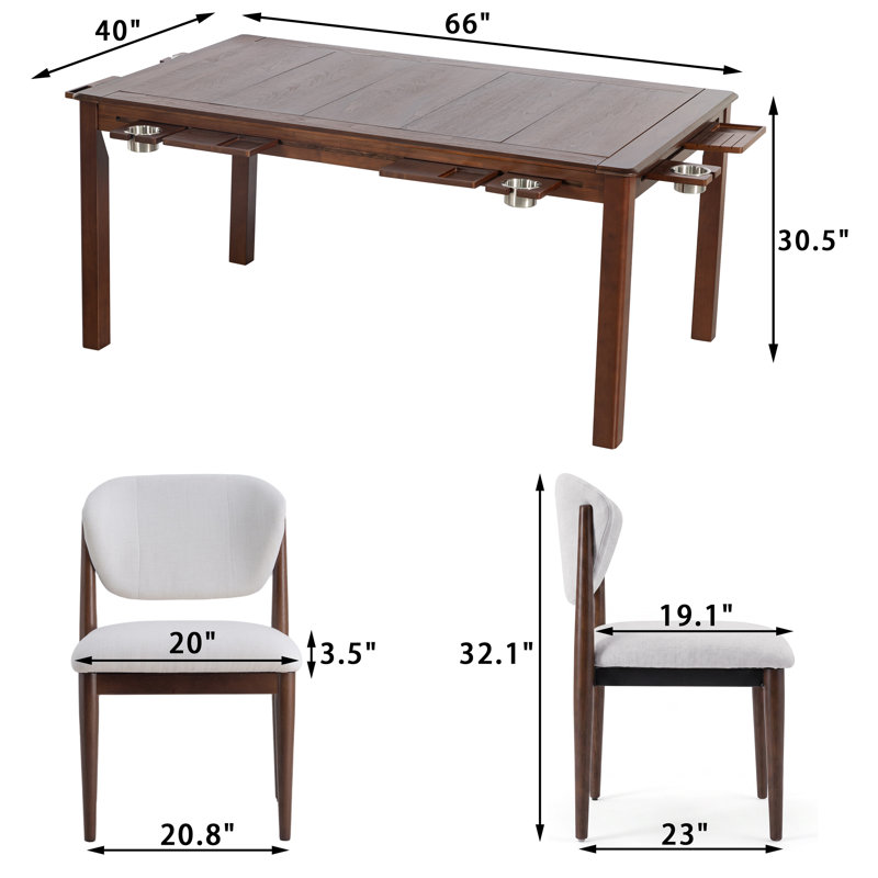 Table de jeu de société en bois massif pour 6 personnes