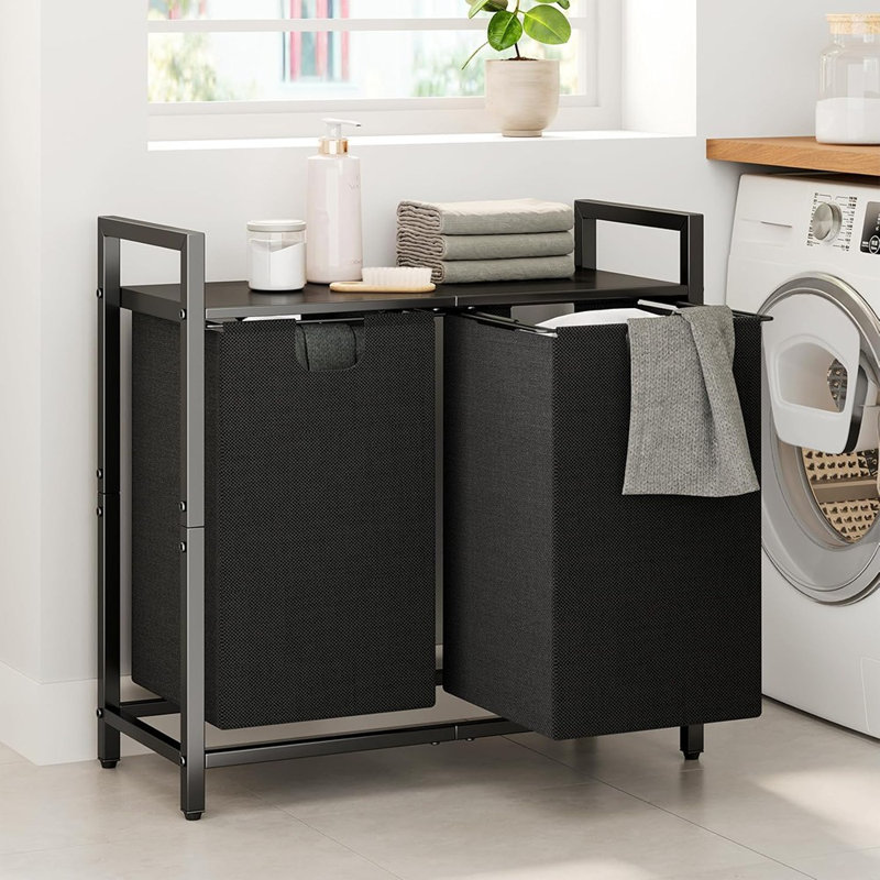 Laundry Basket Organizer, Laundry Hamper With Shelf &...