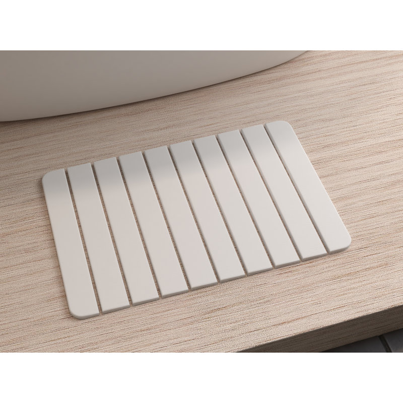 Tapis de bain Diatomite Stone, terre à diatomées à séchage rapide - blanc naturel, moyen, Blanc naturel