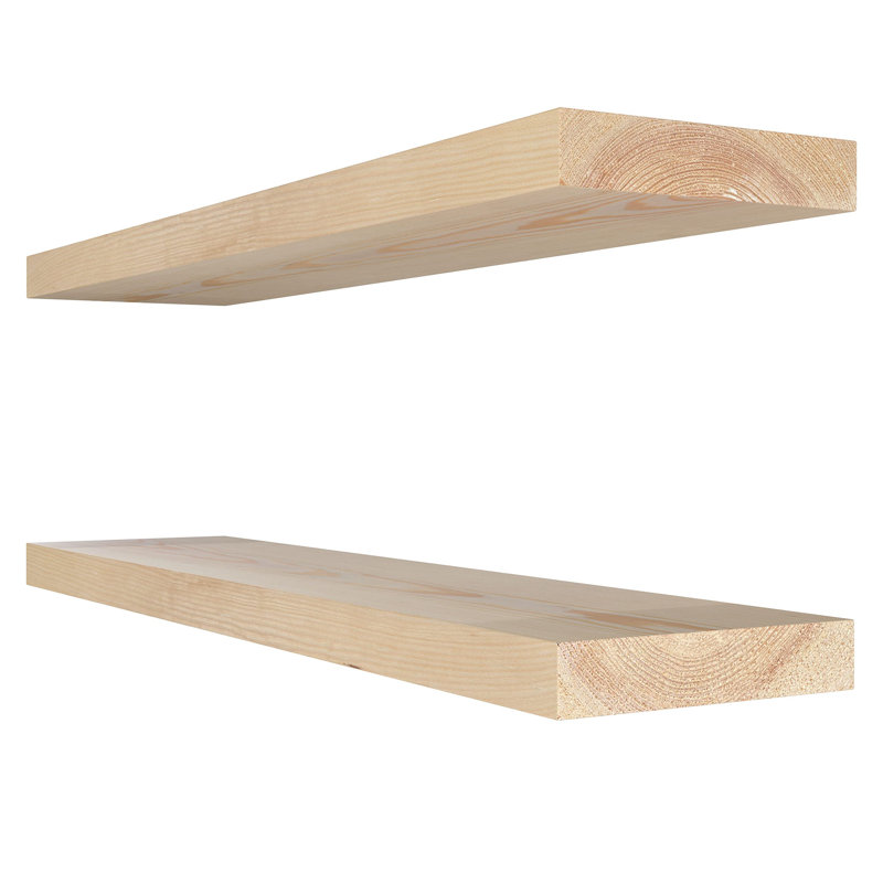 2 Piece Solid Wood Floating Shelf, 1.2" H x 6.7" W x 24" D, Diy Unfinished