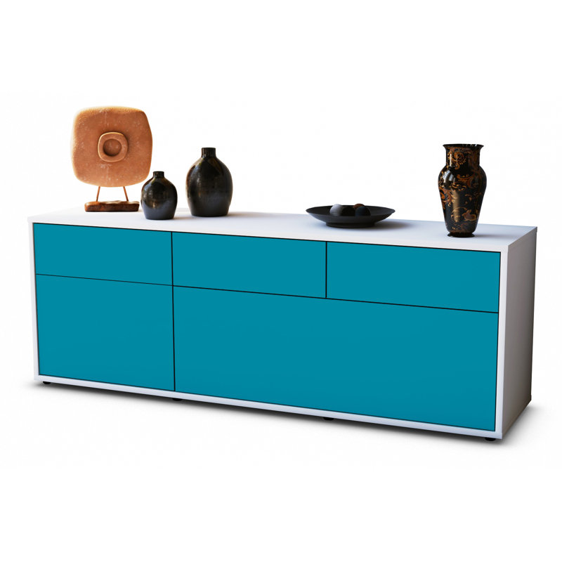 Yamada TV Stand, Turquoise / Matte White