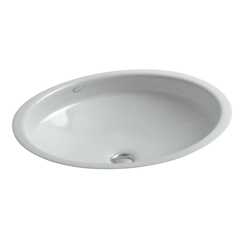 Canvas Metal Oval Undermount Bathroom Sink with Overflow, Ice Grey