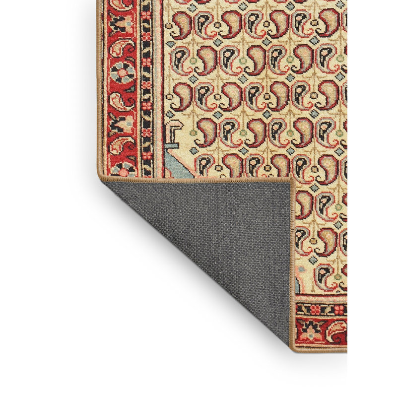 Tapis décoratif beige à motif cachemire Hope, Rectangle 6 pi x 9 pi