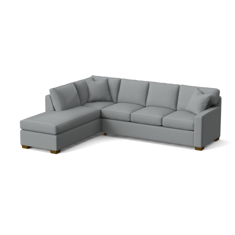Frye Chaise Sectional, Light Blue Performance Fabric; 0851-55, Left Hand Facing, Havana