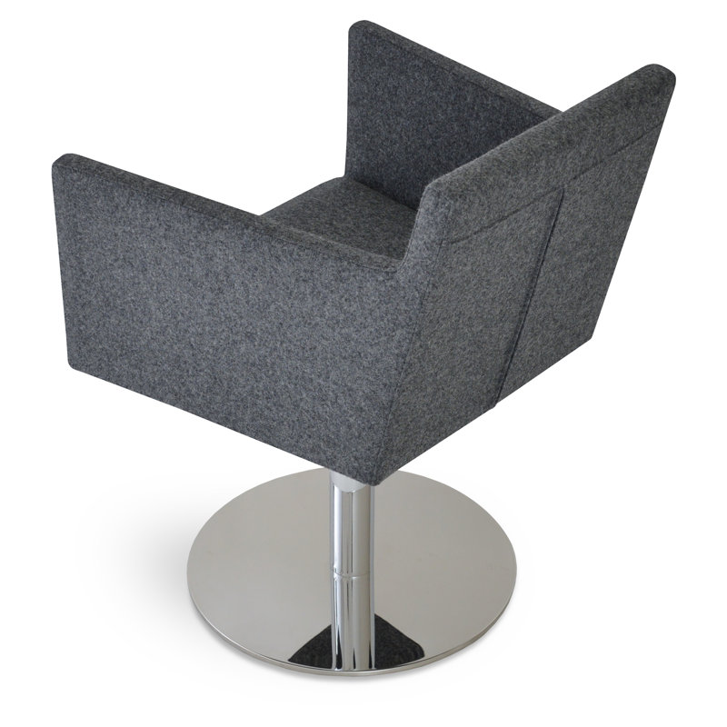 Fauteuil pivotant en laine 22 po Harput, Gris foncé