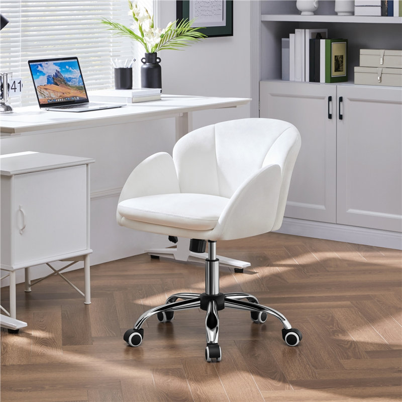Yaheetech Office Chair, White Velvet