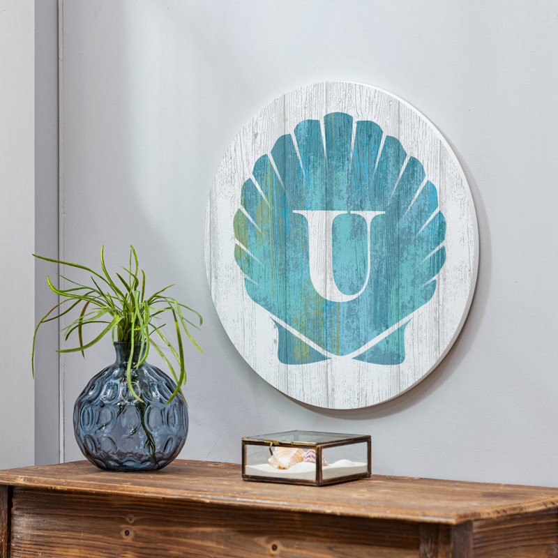 Monogramme de coquille décorative de porte côtière 18 po