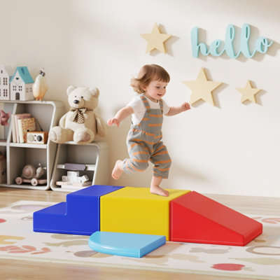 4-piece Colorful Soft Play Set, Toddler Climb And Crawl Foam Stairs And Ramp, Educational Activity Toys For Preschool Kids 1-3 Years