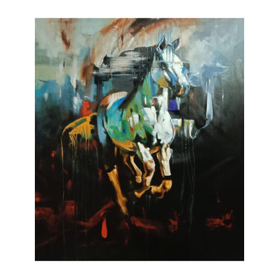 Abstrait de cheval coloré | Acrylique sur toile | Par Anant Roop Art Studio