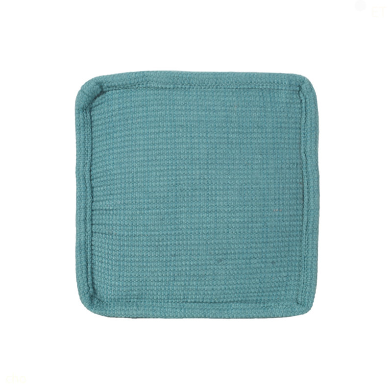 Pouf carré en laine, bleu sarcelle