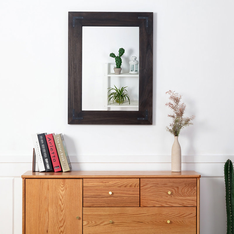 Forbell Wood Wall Mirror, Black, 32" x 24"