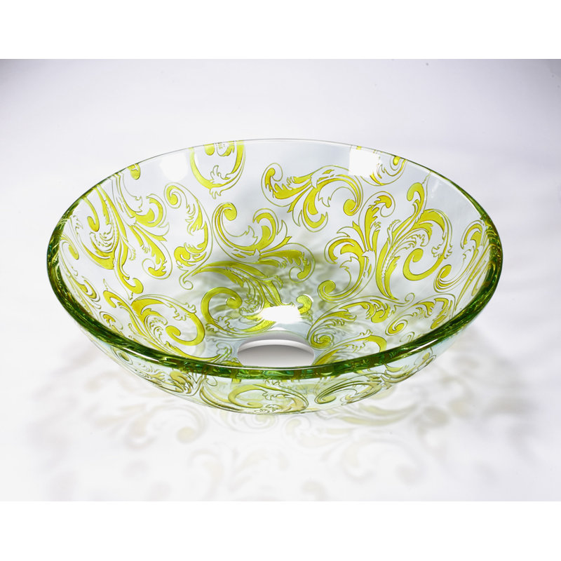 Legion Furniture 16.5'' Yellow Green Glass Circular Bathroom Sink