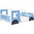 Blue Full Size Car Bed With Wheels - Pine And Structure Fun Theme Doors Windows Mattress Supported By Slatted Rails Effortless Assembly Steps Classic Car-Shaped Platform In Built For A Charming-258398256-258398259