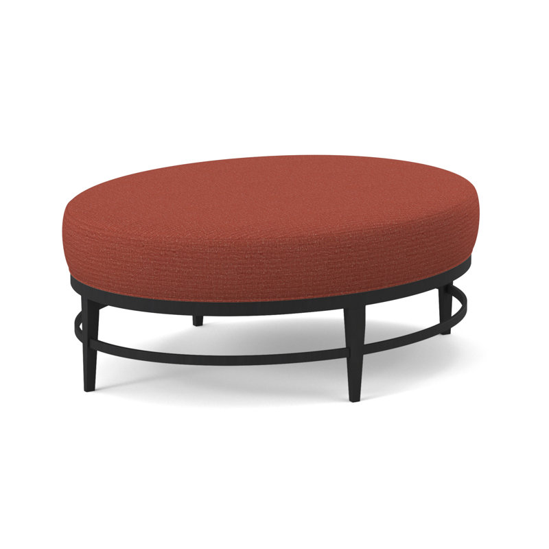 Elliptic Boucle and Velvet Ottoman, Margaret Tangelo Polyester Blend, Espresso