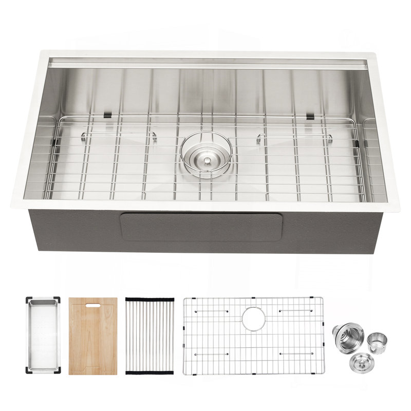 Évier de cuisine encastrable 32 po - évier de cuisine 32 * 19 * 9 po à cuve simple encastrable en acier inoxydable calibre 18