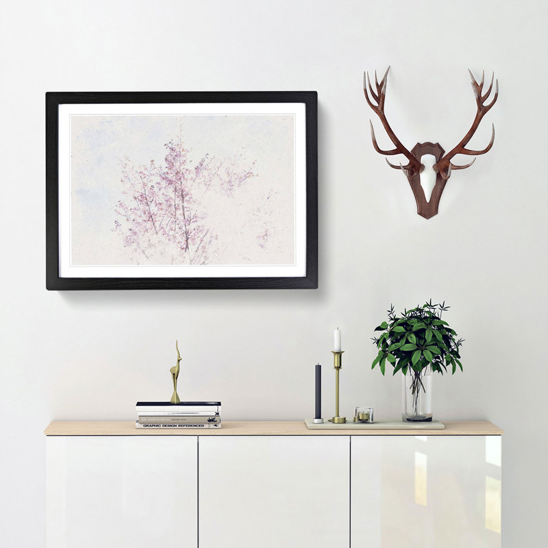 Pink Japanese Cherry Tree in Spring - Picture Frame Graphic Art Print, Black Framed, 24cm H x 33cm W x 2cm D