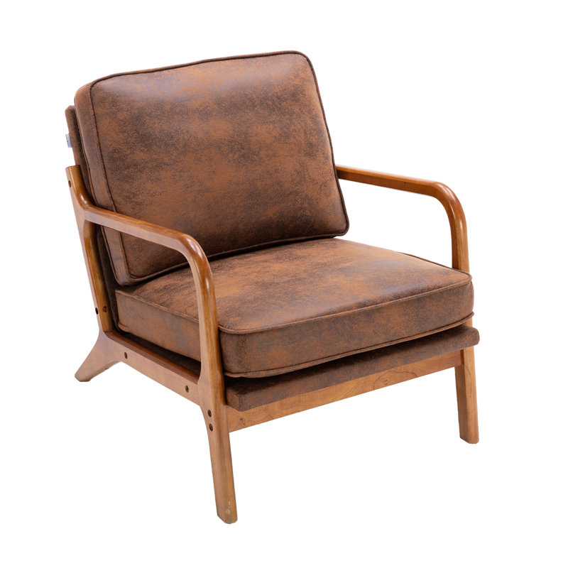 Upholstered Armchair, Microsuede Brown