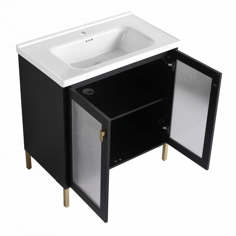 Contreplaqué de meuble-lavabo autoportant avec lavabo en céramique, 32"