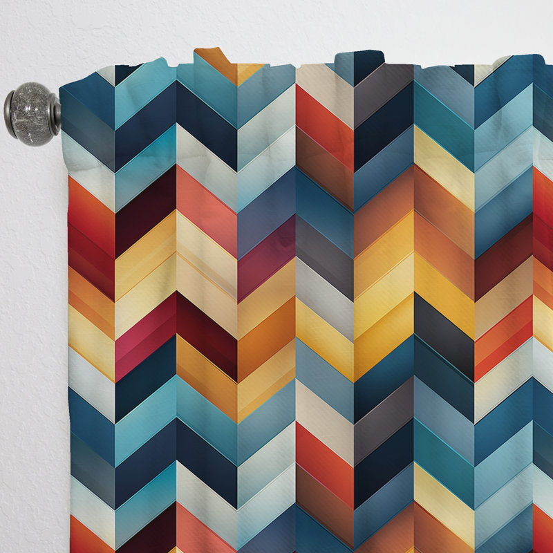 Motif à chevrons multicolores Urban Geometric - Rideau à chevrons - Rideau obscurcissant - 1 panneau, L 52 po x L 120 po