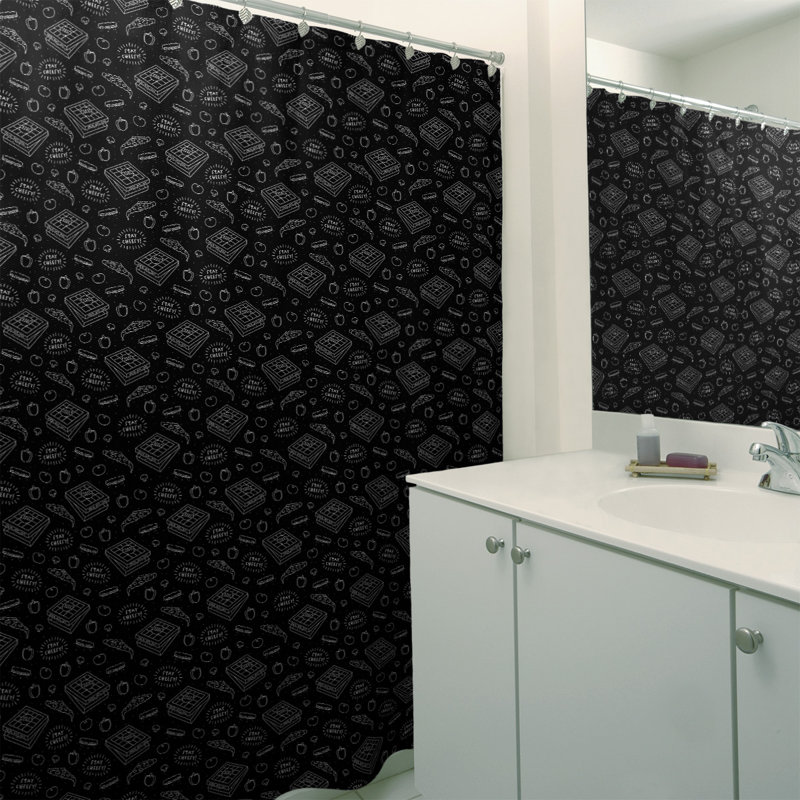 Rideau de douche simple à pizza katelyn elizabeth classic, Noir / Blanc
