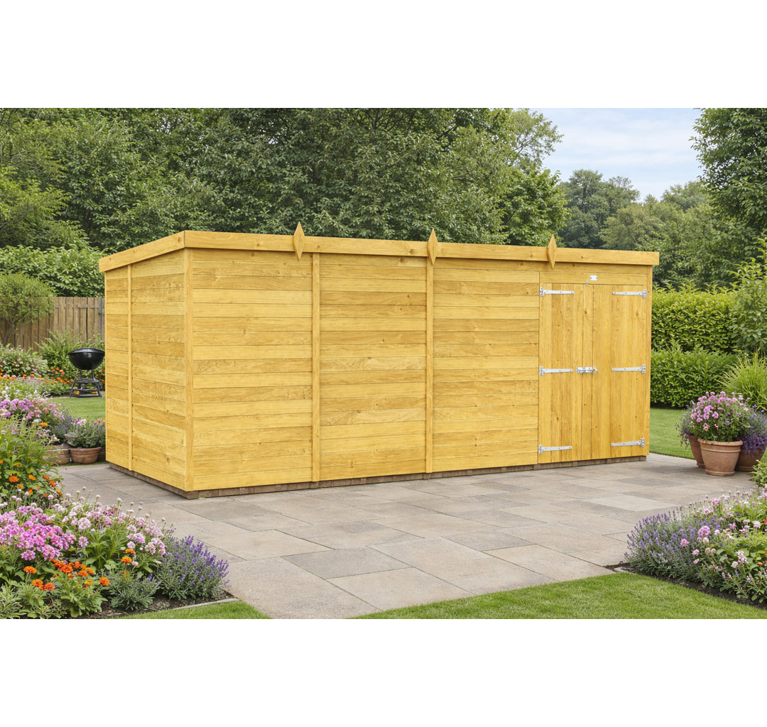 16ft x 7ft Pent Shed - Double Door without Windows