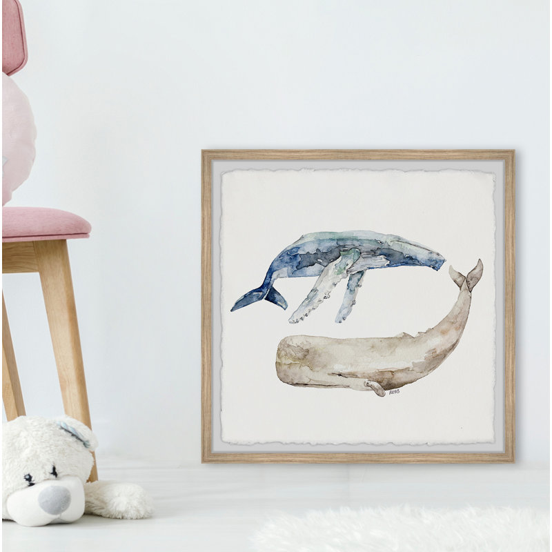 «Whale Duo» par Mayview, reproduction encadrée, H 12 po x l 12 po x P 1,5 po