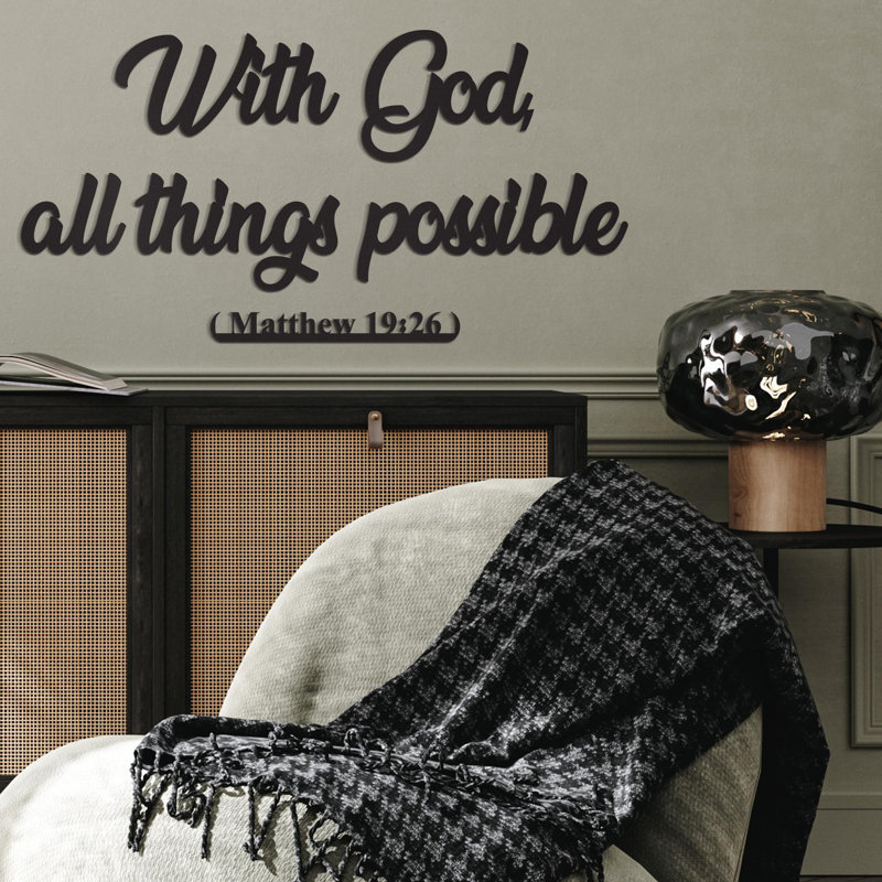 «With God All Things possible», art mural en métal, Matthew 19:26, signe de verset de la Bible, décor de maison chrétienne, écriture, cuisine