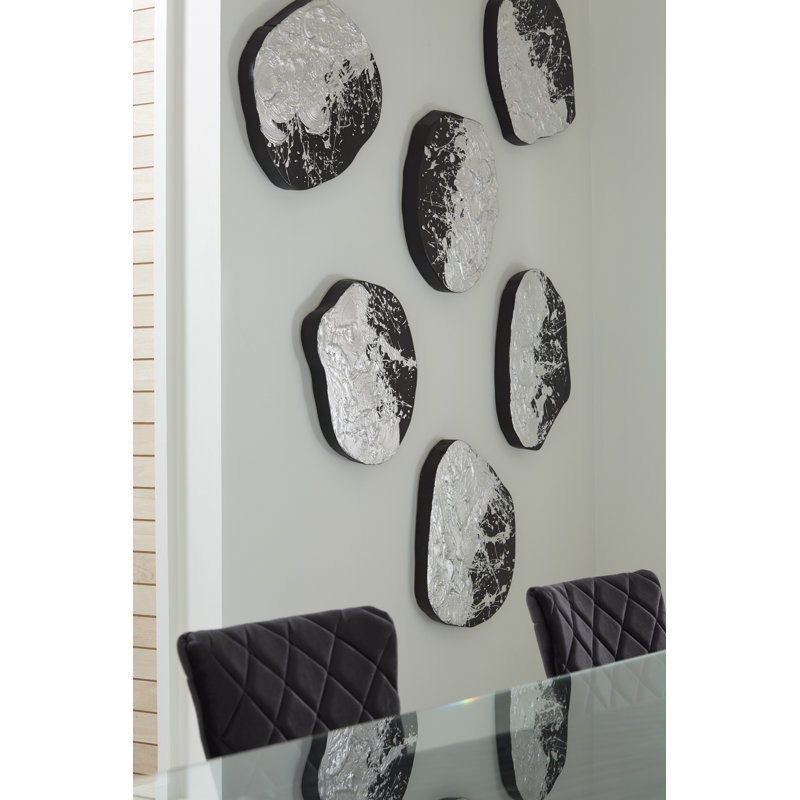 Modern Organic Black and Silver Leaf Wood Wall Tile