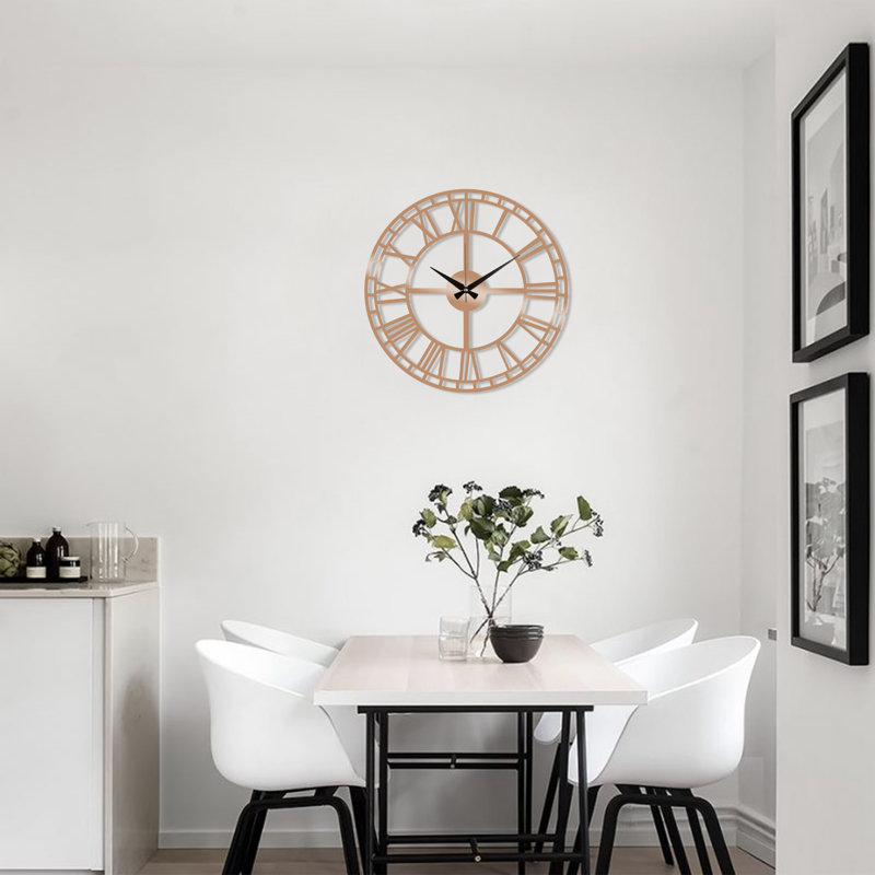 Stylish Decorative Metal Wall Clock, 18.9 x 18.9 inches | 100% Metal Construction, Thickness: 0.06 inches | Silent Mechanism, Easy Wall Mounting, Perfect for Home & Office Decor, Battery Operated (AA Not Included)