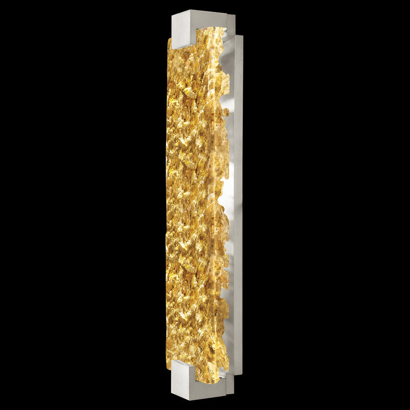 Terra LED Flush Mounted Sconce, Gold, Silver, 27.75" H x 6.25" W x 3.5" D