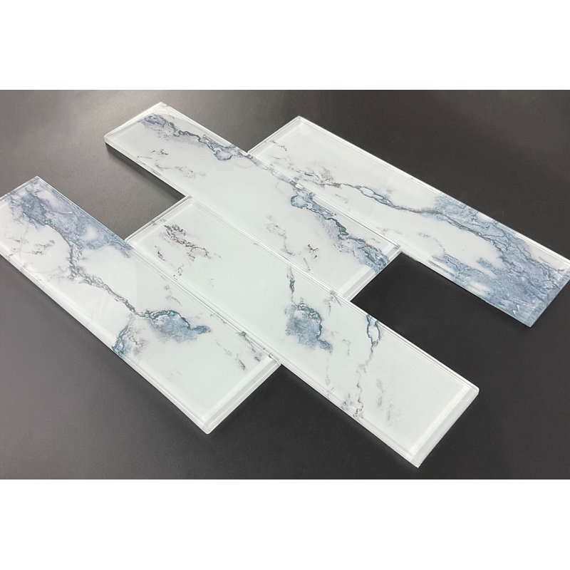 3" x 12" Glass Subway Wall Tile, Blue