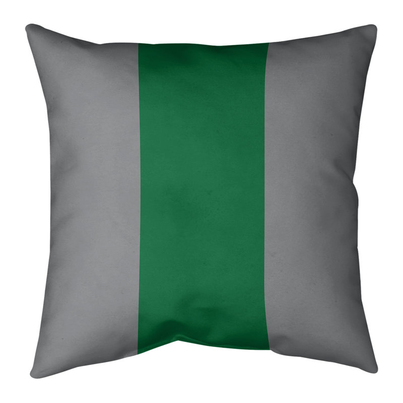 Housse de coussin, 14 po x 14 po, Argenté / Vert, Sergé de coton