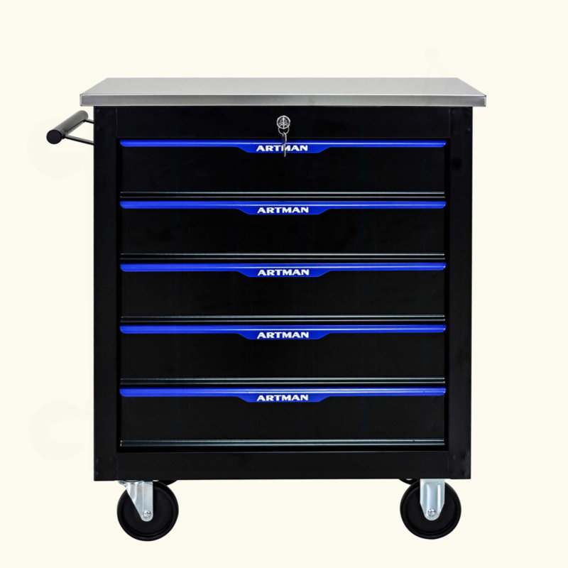 5-Drawer Multifunctional Tool Cart With Wheels, Lockable And Durable For Workshop Organization
