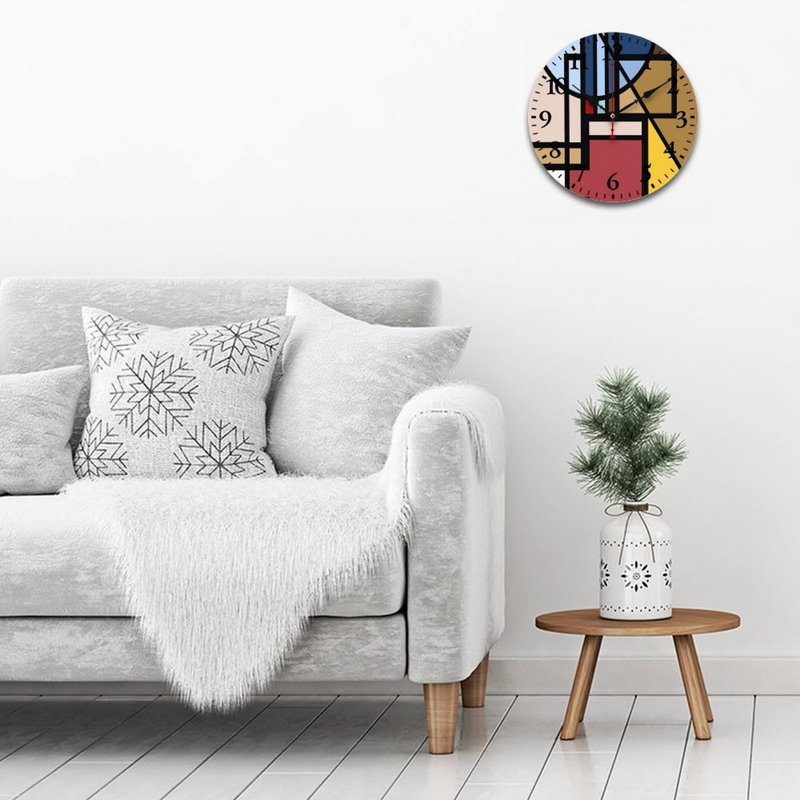 Horloge murale ronde 12 pi x 12 po Mondrian Style