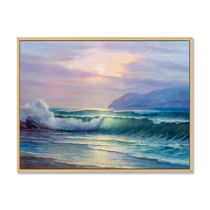 «Beautiful Green Ocean Sunset And Waves», reproduction sur toile flottante, H 24 po x l 36 po x P 1 po