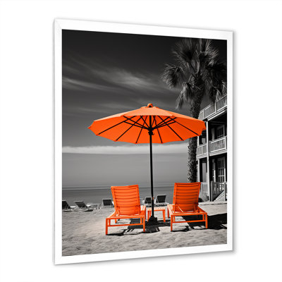 Leggans Coastal Orange Umbrella Bliss - reproduction sur toile