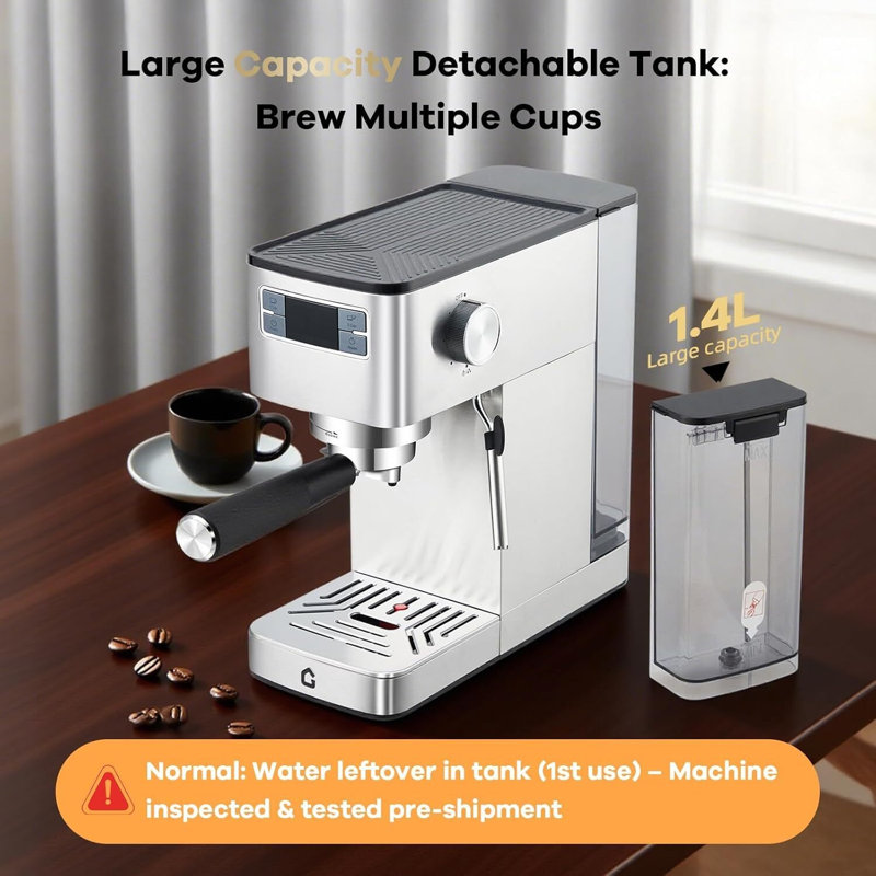 20 Bar Espresso Machine, With Removable Water Tank