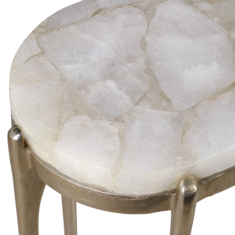 Console de luxe avec cadre en métal pour le bureau de la chambre à coucher - 34 po champagne et blanc