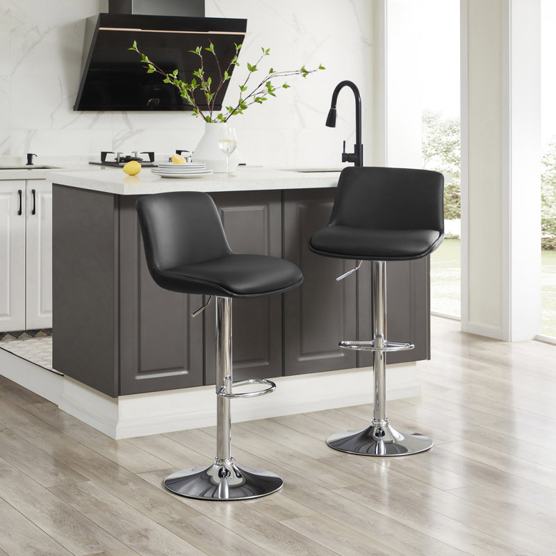 Tabouret pivotant à hauteur réglable Akinori, Noir, 2
