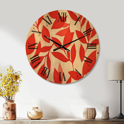 Foliage Silent Wood Wall Clock – Calm Botanical Leaves Collage