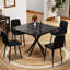 Table de salle à manger carrée noire de 38,6 po x 38,6 po x 30,2 po de style Mid-Century moderne et en fer, peu encombrante et facile à assembler pour 4 à 6 personnes-118577436